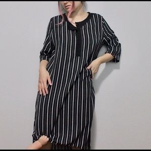 Black and white striped dress